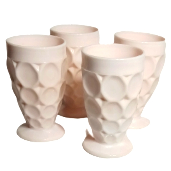 Jeannette Glass Other - Set of 4 Jeannette Glass Shell Pink Milk Glass Juice Glasses 6oz